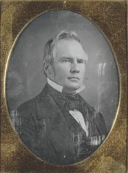 Retrato de Stirling Price, Gobernador de Missouri. El daguerrotipo está en su estuche original